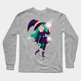 Witch With Ghosts Long Sleeve T-Shirt